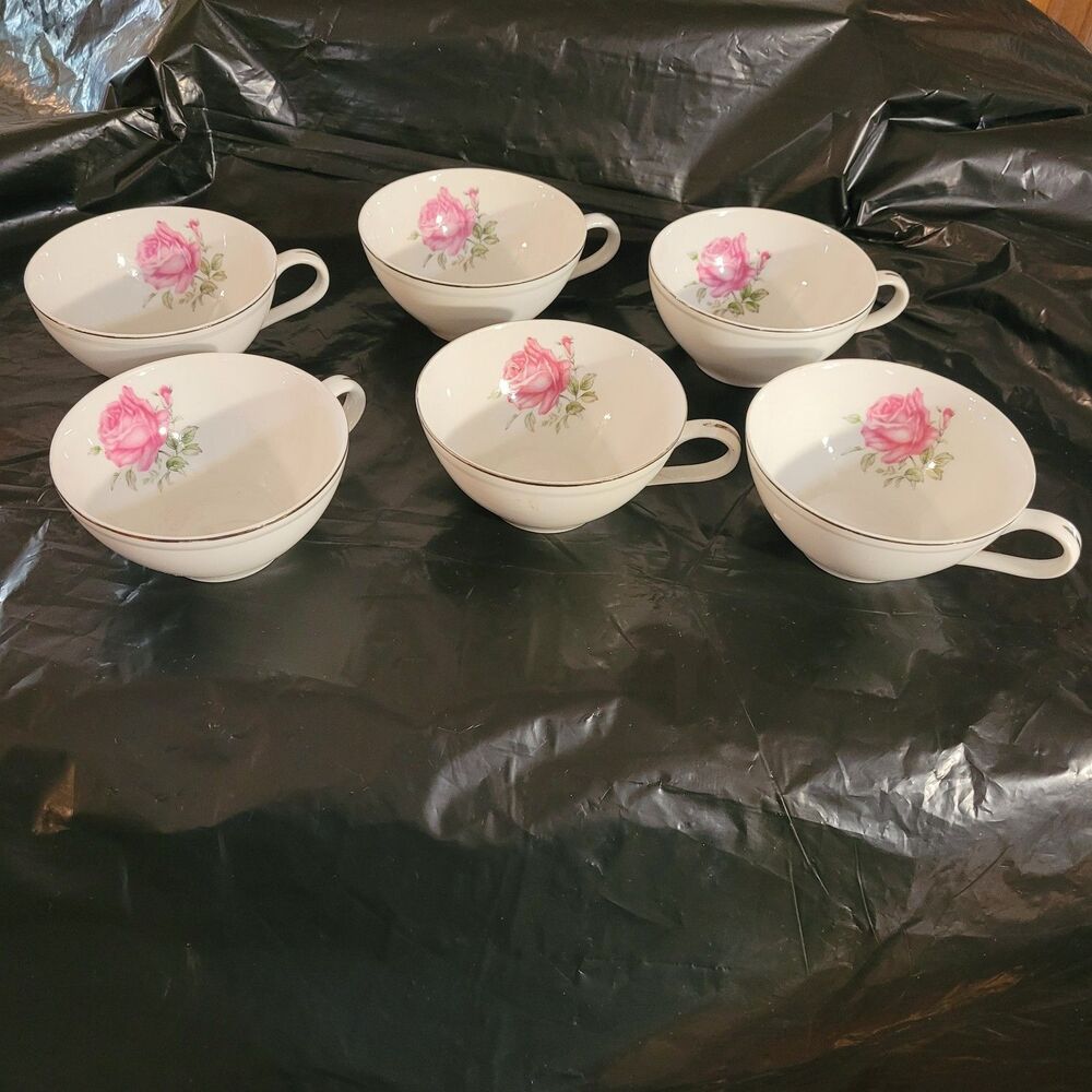Imperial Rose Fine Bone China #6702 Set of 6 Coffee/tea Cups 4"x2"